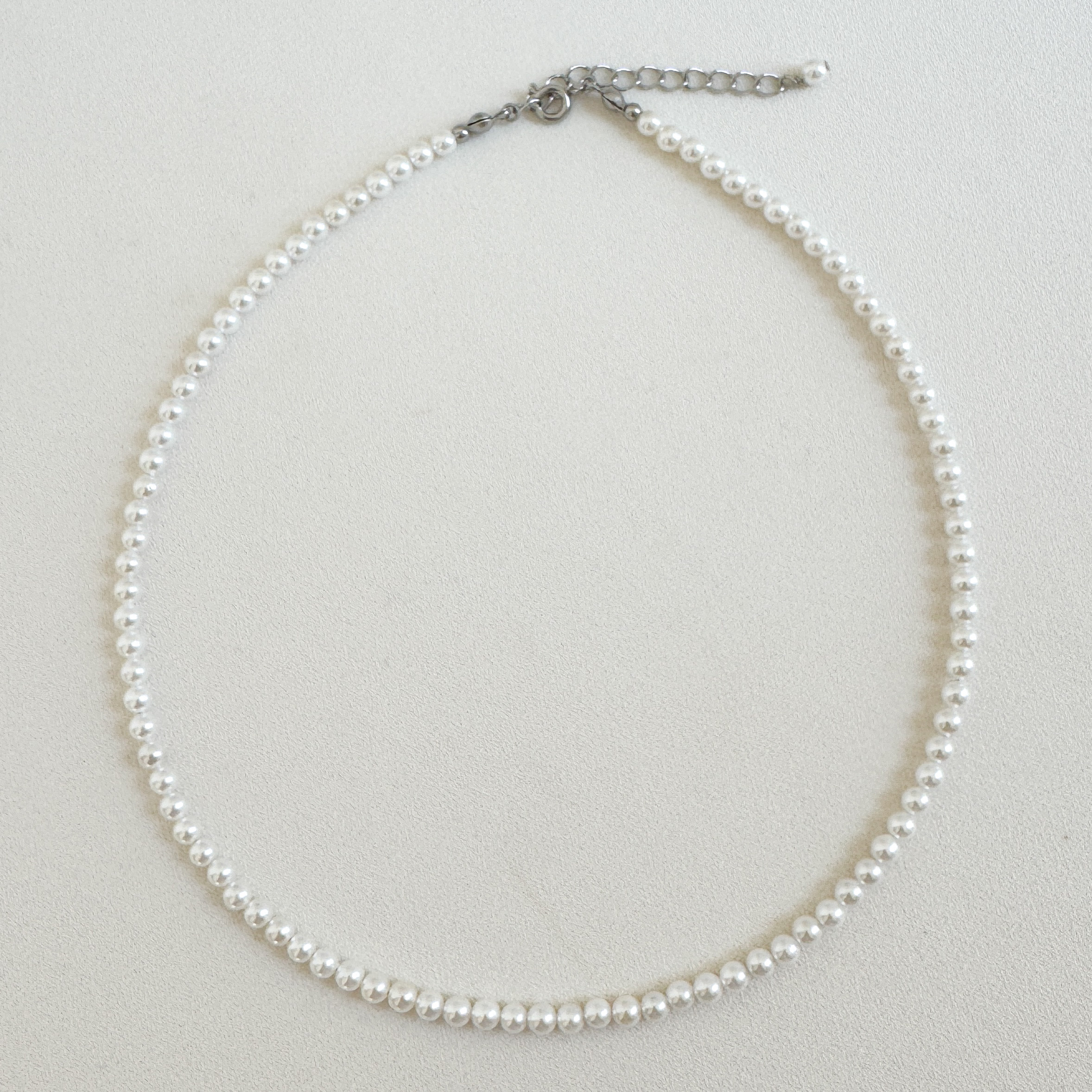 【国産貝パール】フープピアス/イヤリング＆ネックレスセット40cm〈シルバー〉